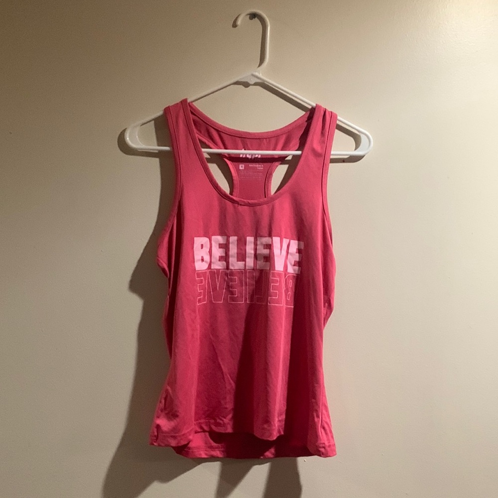 Pink never worn racerbank believe tank